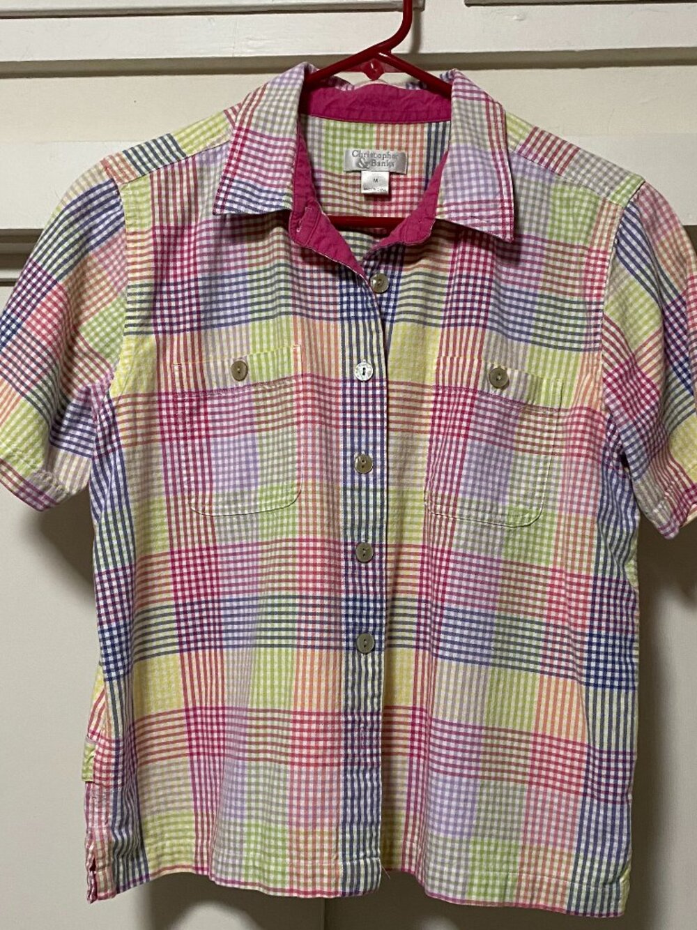 Christopher & Banks short sleeve, button-down blouse, size M
